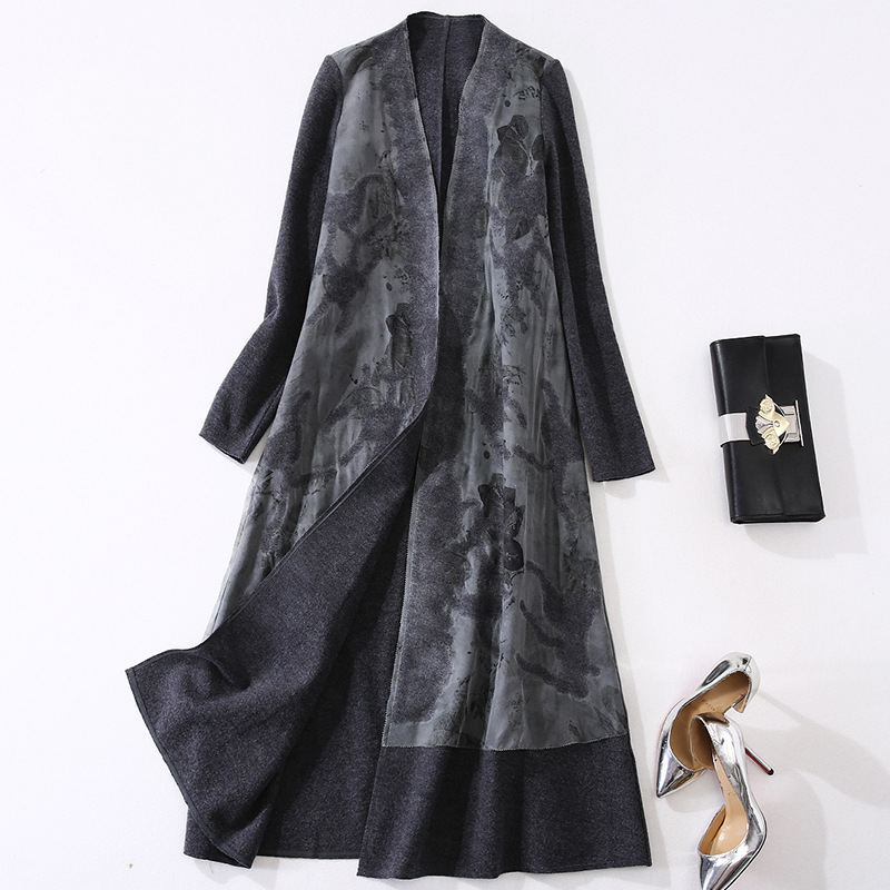 拼接印花民族风长袖开衫外套