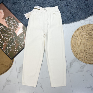 老爹裤 清货福利白色哈伦牛仔裤 女春夏高腰梨形身材宽松萝卜裤