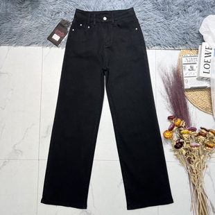 黑色牛仔裤 高品拖地裤 时髦显瘦显腿长高腰遮肉阔腿直筒裤