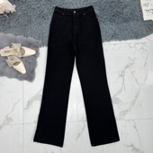 春季 通勤百搭 牛仔裤 开叉直筒裤 高腰显腿长显瘦日系黑色无弹窄版