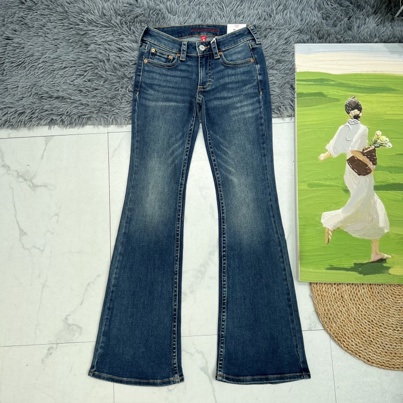 L家~梨形福音！古着美式复古怀旧色低腰喇叭裤百搭牛仔裤女长裤