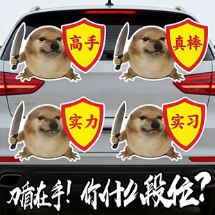 实习表情包我的刀盾高手车贴磁吸贴真棒搞笑创意新手司机警示贴