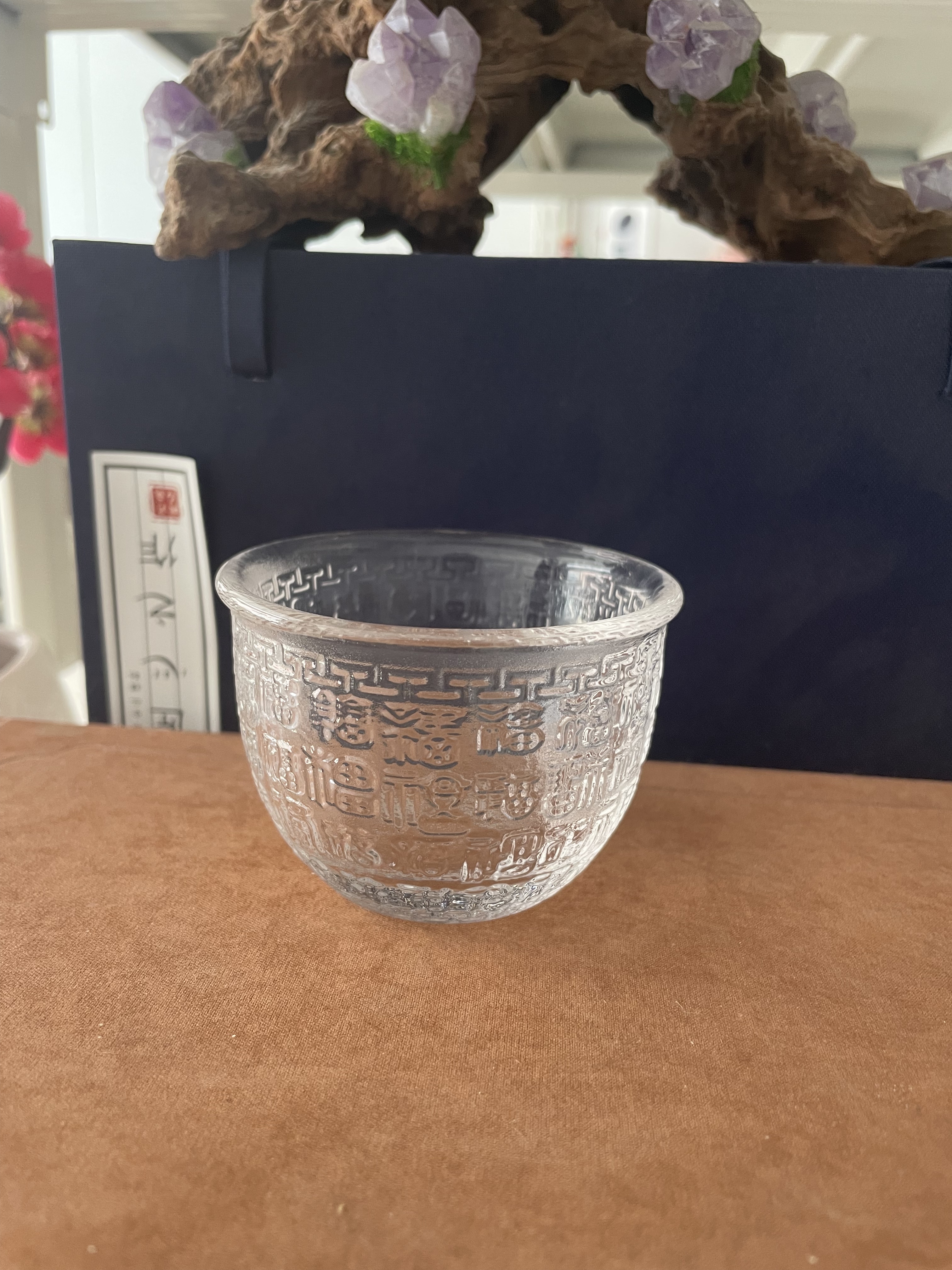 东海工艺水晶茶具新款百福杯茶杯主人杯品茗杯功夫茶具礼盒送礼图片