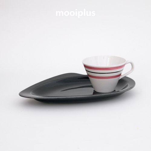 瑞典/中古｜Rorstrand TV Set 中古杯组 黑色碟 / mooiplus