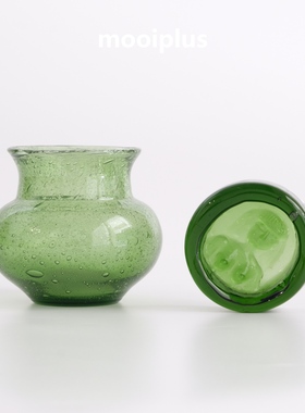 瑞典/中古｜Boda Erik Hoglund绿玻璃气泡花瓶烟灰缸 / mooiplus