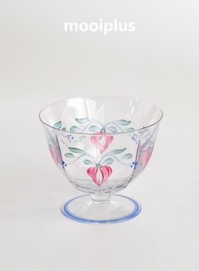 瑞典/中古｜Orrefors Maja手绘花卉水晶玻璃杯果碗 / mooiplus