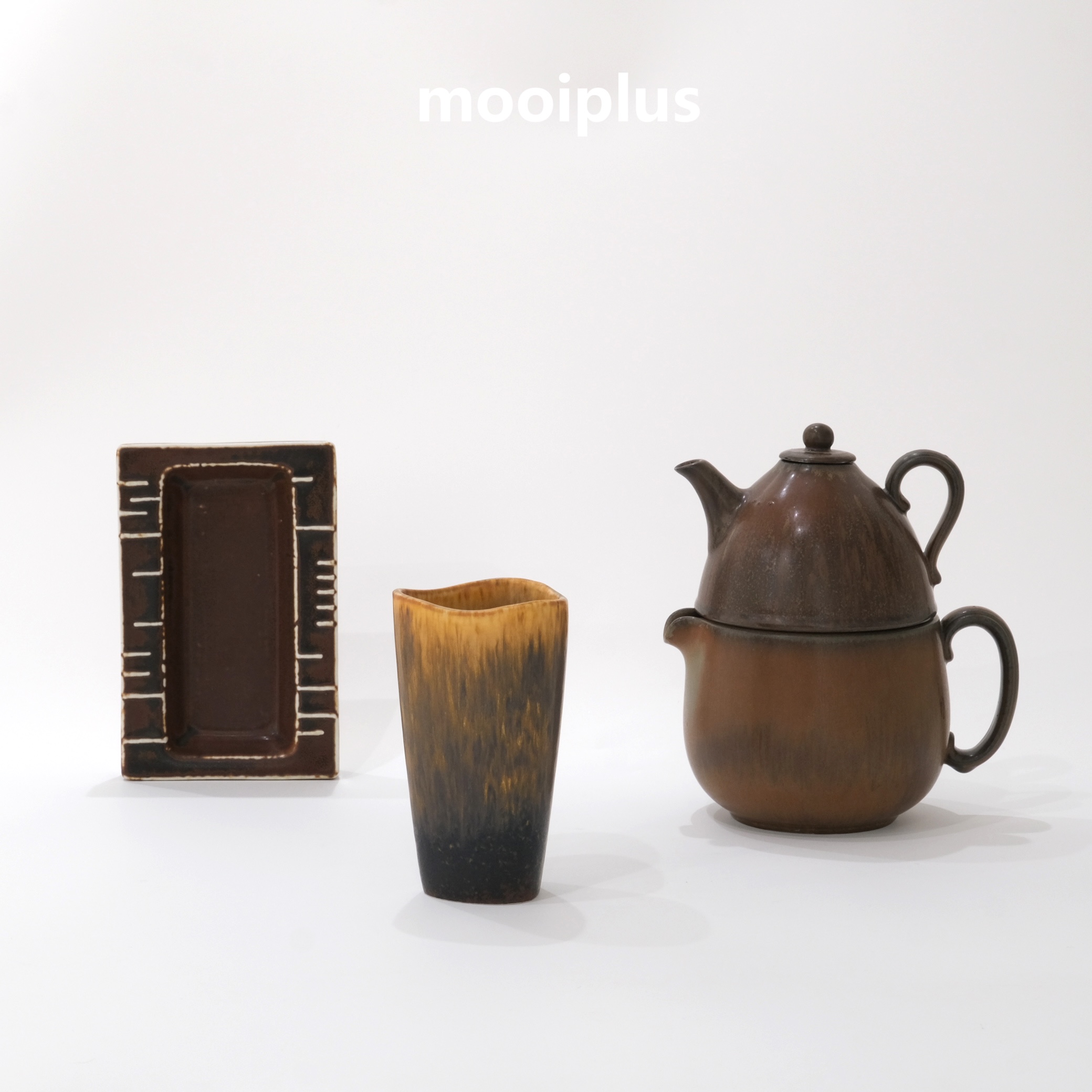 瑞典/中古｜Rorstrand艺术领袖 Gunnar  炻器花瓶壶 棕/ mooiplus