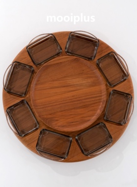 丹麦/中古｜Digsmed柚木 可旋转 派对 零食奶酪 托盘 / mooiplus