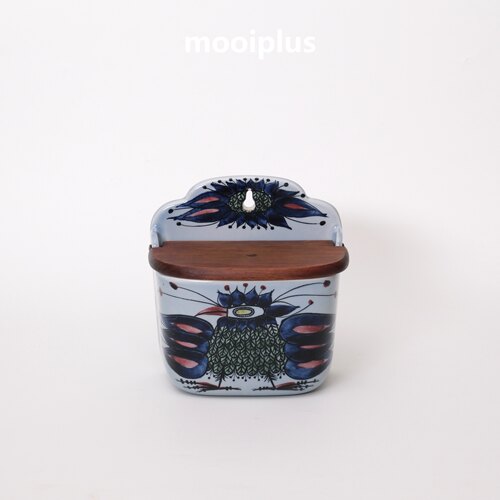 丹麦/中古｜Royal Copenhagen 手绘 蓝鸟 柚木 储物罐 15*10*16cm
