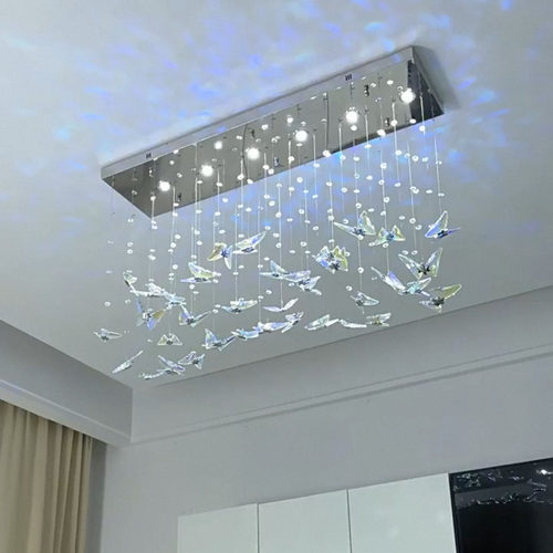 创意餐厅吊灯个性设计师款高级轻奢水晶蝴蝶吊灯现代岛台吧台灯具