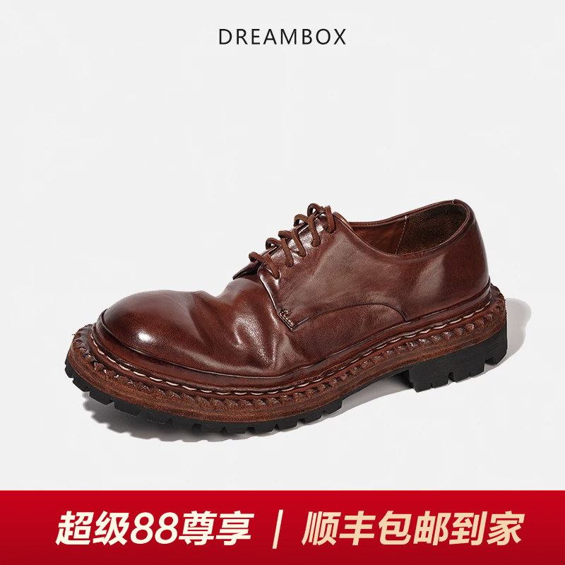 耐磨厚底增高大头德比鞋图片