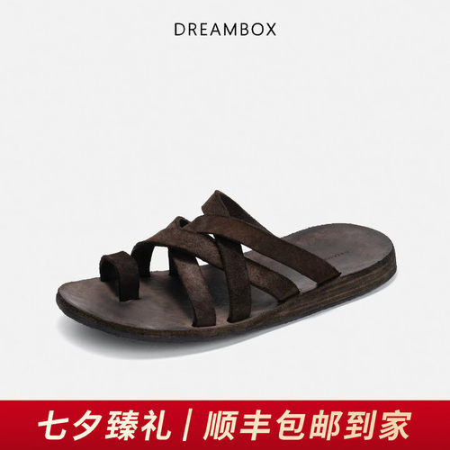 钧博新款老钱风一字拖夹趾凉鞋