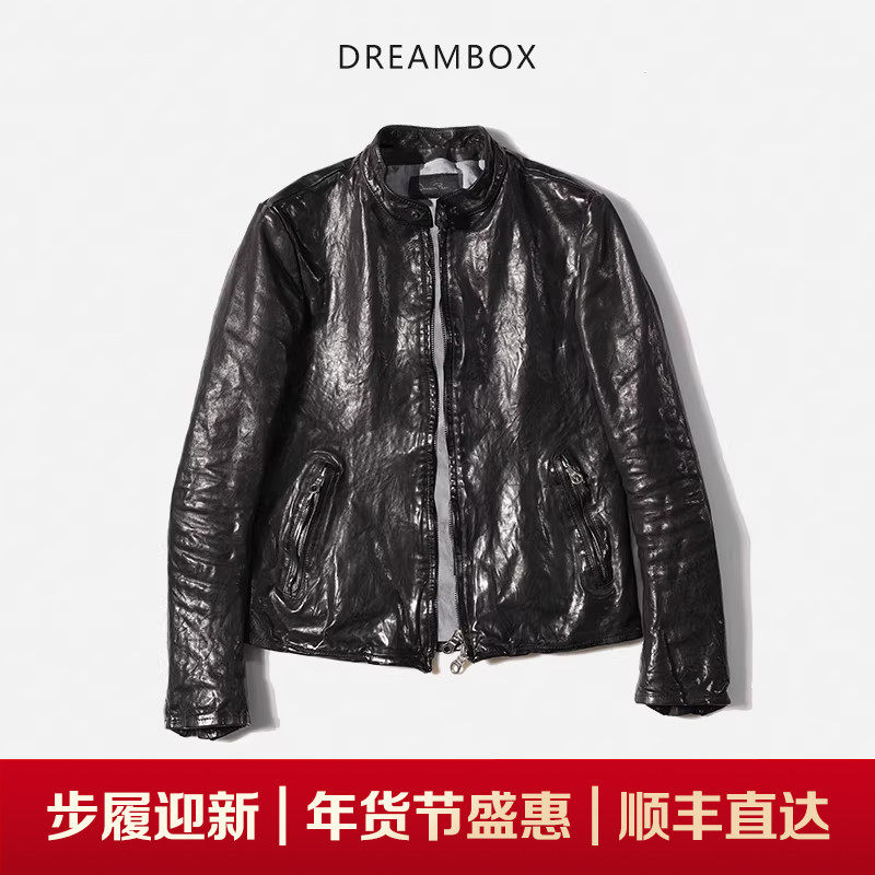 DREAMBOX钧博洗水马皮做旧经典款皮衣男痞帅机车夹克秋冬男装外套,男装,皮衣,淘宝优惠券,粉丝福利购,淘宝优惠卷