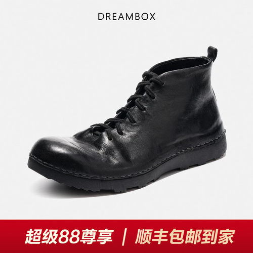 钧博水洗马皮纯手工高帮男鞋