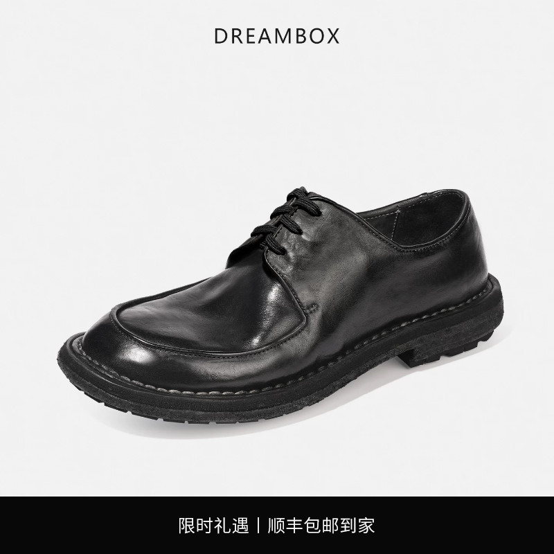 DREAMBOX钧博vibram轻便透气水洗马皮商务男鞋纯手工英伦休闲皮鞋