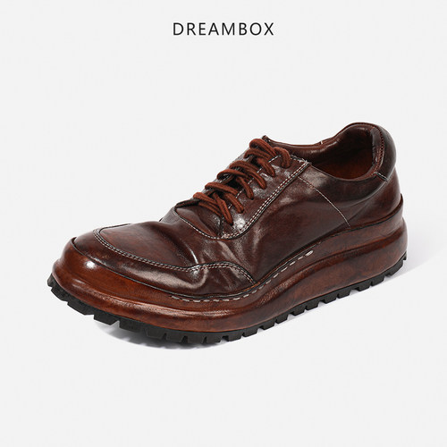 DREAMBOX复古高档马皮休闲皮鞋