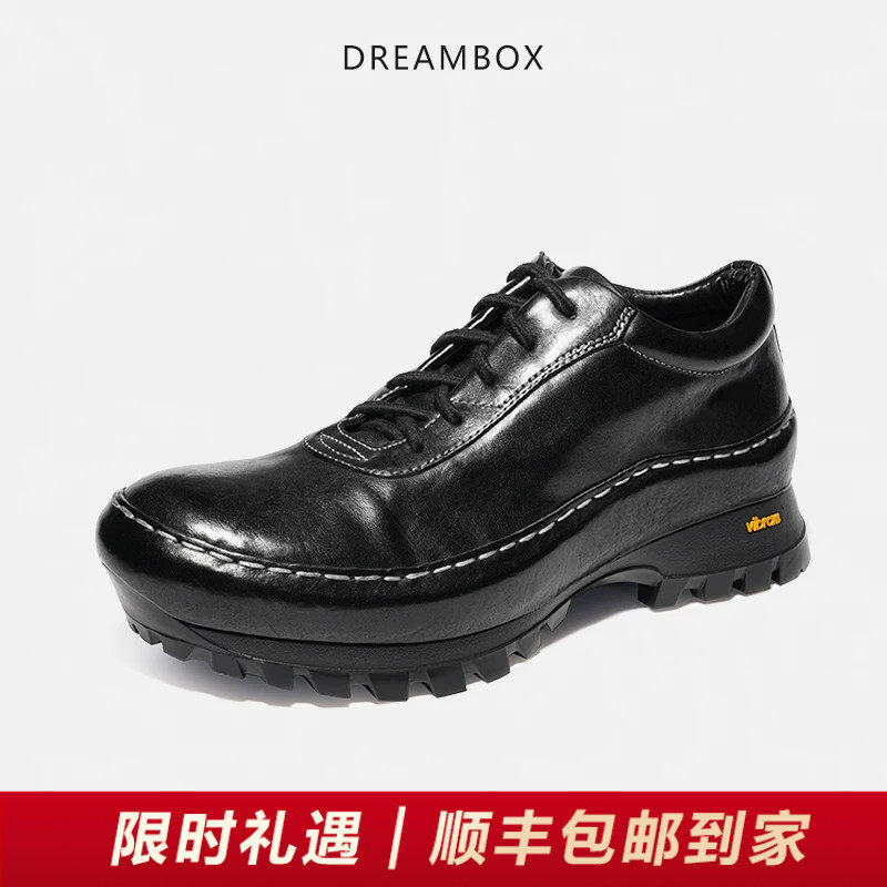 DREAMBOX钧博vibram舒适透气户外休闲鞋高档手工水洗马皮男士皮鞋