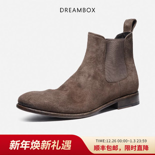 dreambox钧博高档马皮软底舒适手工男靴2025秋冬新款 英伦切尔西靴