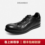 DREAMBOX钧博水洗马皮纯手工德训鞋2025新款男鞋平底轻便男士鞋子