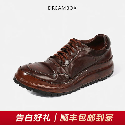 DREAMBOX复古高档马皮休闲皮鞋