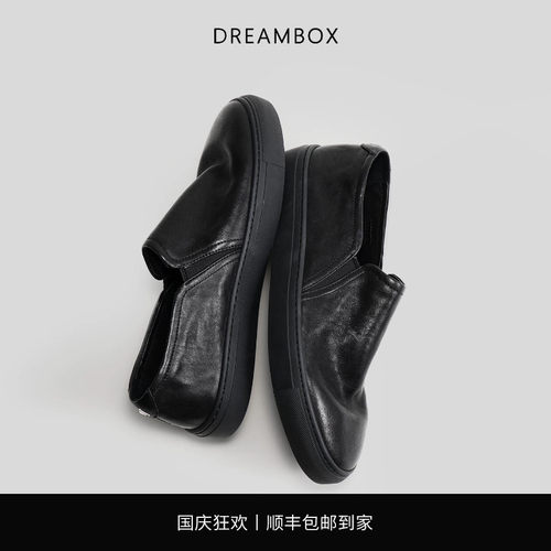 钧博石洗马皮透气舒适乐福鞋