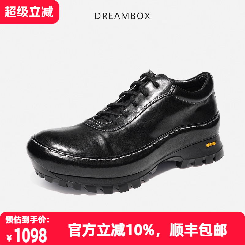 dreambox钧博vibram舒适透气户外休闲鞋高档手工水洗马皮男士皮鞋