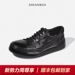 男鞋 DREAMBOX钧博vibram男士 2025新款 轻便透气休闲板鞋 马皮小黑鞋