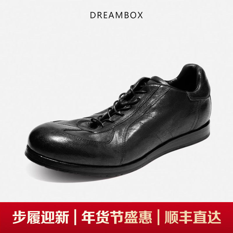 DREAMBOX钧博水洗马皮纯手工德训鞋2025新款男鞋平底轻便男士鞋子,流行男鞋,德训鞋,淘宝优惠券,粉丝福利购,淘宝优惠卷