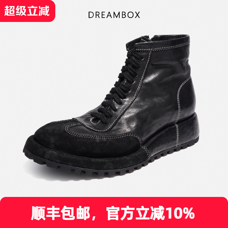 钧博秋冬新款马皮防滑厚底马丁靴