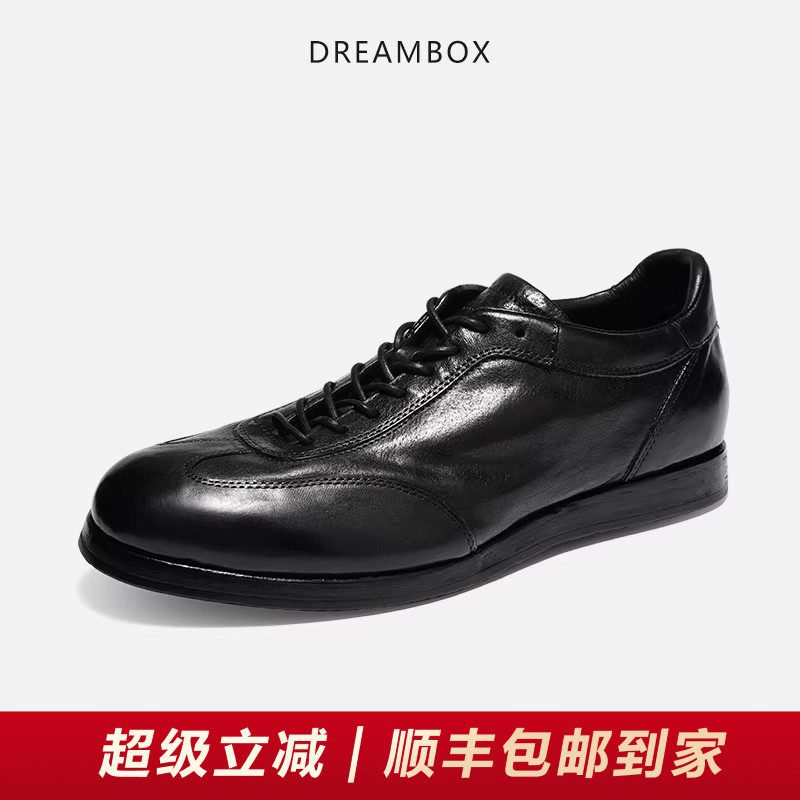 DREAMBOX钧博石洗马皮透气春季德训鞋轻便舒适男士平底休闲板鞋