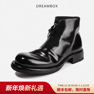 dreambox钧博vibram高端马臀皮男靴秋冬新款 固特异侧拉链切尔西靴