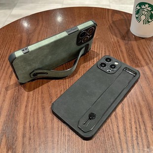 全包毛皮保潮支架简约苹果翻814plus感小众Xr机壳6防摔iPhone13ProMax腕带高级护套手1112纯色适用15轻奢复古