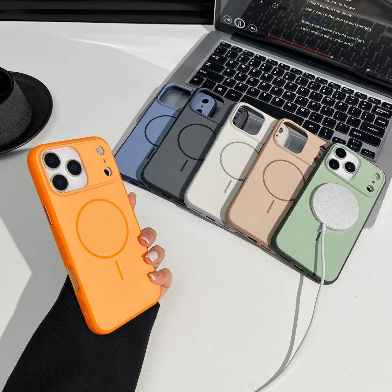 适用苹果17Pro细圈磁吸手机壳iPhone17promax彩盾Pc背版16promax星宇橙ip15大孔防摔14/13磨砂保护套男女硬壳