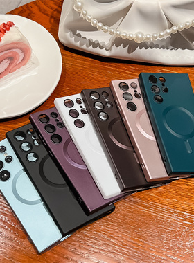 漆适用手机壳摔套s22金属s24ultra男硅胶A35软壳女三星自带新款镜头膜充电5Gs20Galaxys23plus磁吸A55防s21FE