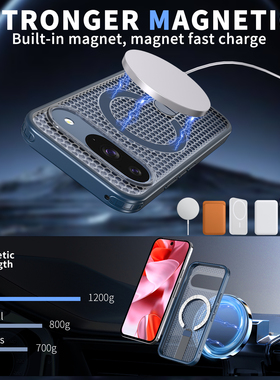 适用谷歌10磁吸支架手机壳蓝色高级感防摔蜂窝透气散热谷歌10pro XL 保护套创意谷歌Google Pixel 10无线充电