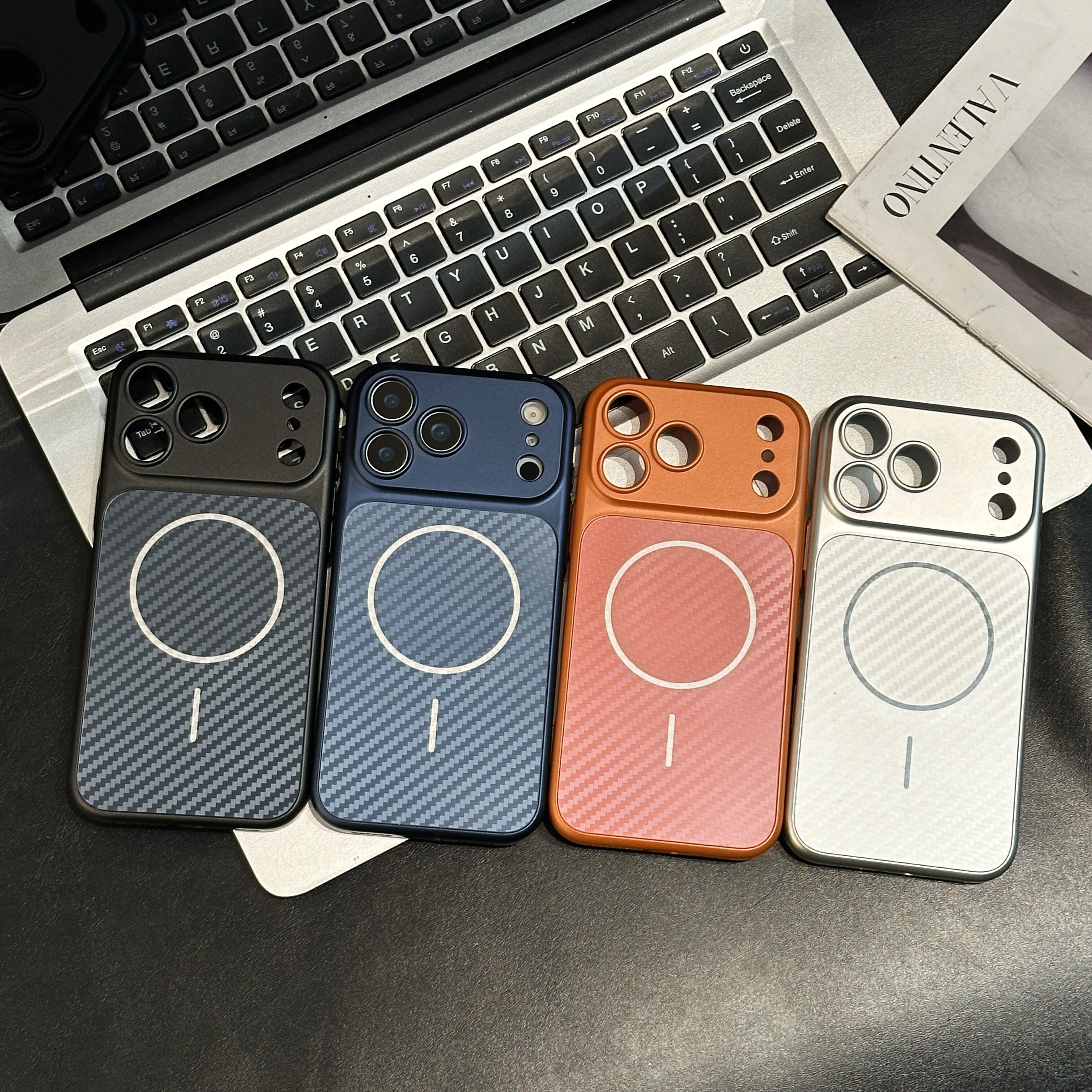 高级防滑碳纤维纹细圈磁吸适用苹果17promax手机壳大视窗iPhone16pro秒变17精孔全包15简约4全包防摔13保护套