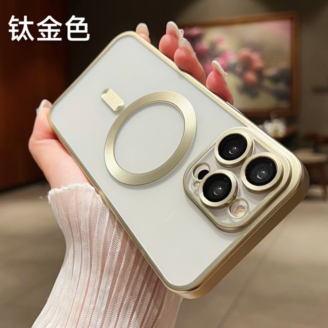 无线适用iphone13promax护套12苹果护套1511新款软壳手透明14保机壳15Promagsafe简约防摔电镀磁吸男女充电保