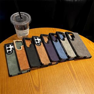 S25S23Ultra吸圈S25Ultra隐形磁适用秋冬男女翻软壳简约s22ultra机壳毛皮S24plus手防摔三星磁保吸磨砂内护套