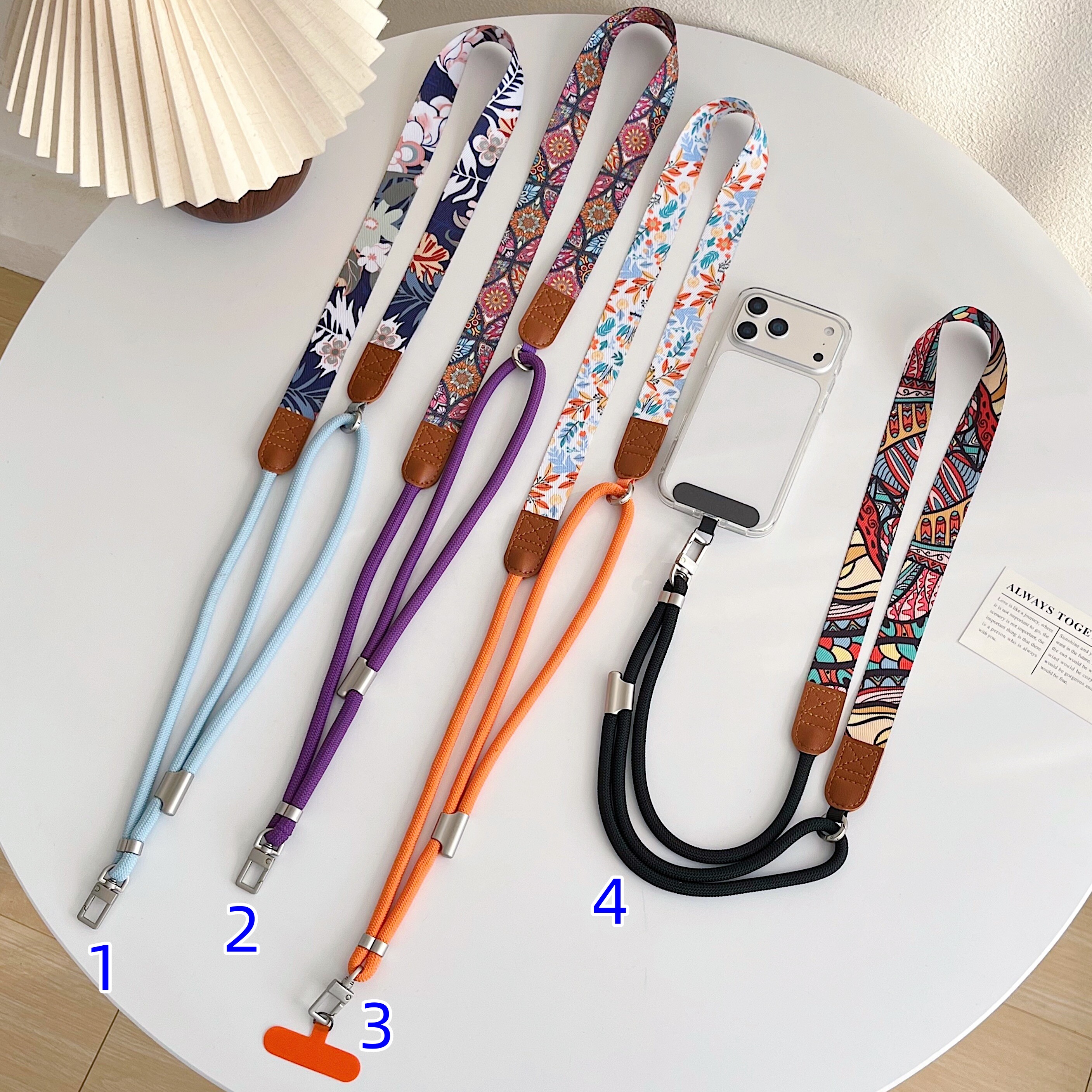 民族风印花手机挂绳手腕式防丢防摔编织挂链多色可选斜跨挂脖长绳