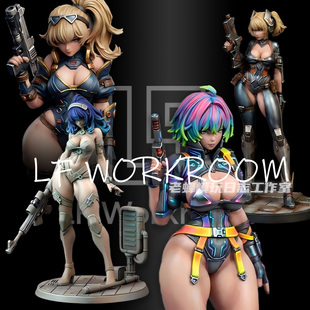 老蜂3D打印|罗宁工作室致命姐妹少女高颜值美少女小比例白模手办