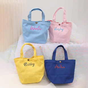 个性化定制学生便当包纯色帆布包轻便饭盒收纳袋大容量便携手提包