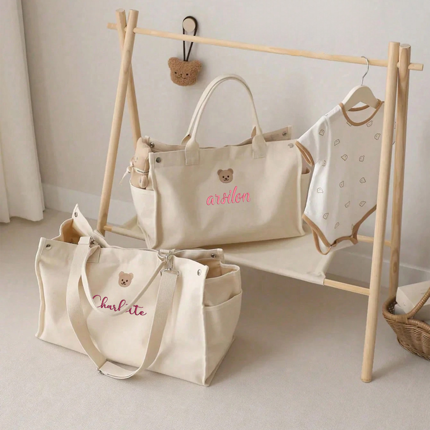 DIY定制小熊帆布大容量妈咪包休闲百搭手提包宝妈外出轻便收纳包,孕妇装/孕产妇用品/营养,妈咪包/袋,淘宝优惠券,粉丝福利购,淘宝优惠卷