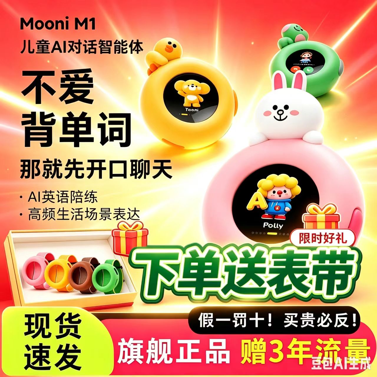 听力熊Mooni M1智能机器人AI对话智能体故事机陪伴精灵生日礼物图片