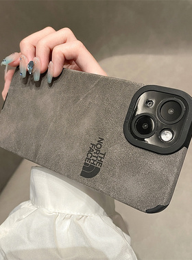 布绒复古北面ins适用苹果13ProMax手机壳iPhone14潮牌11男女12软壳xs全包xr秋冬防滑15保护套8plus情侣16欧美