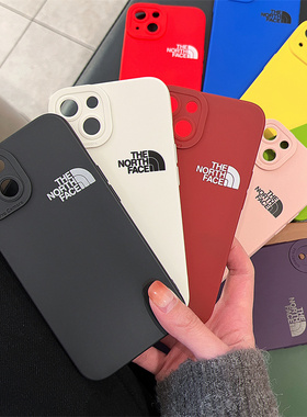 北面ins适用苹果13ProMax手机壳iPhone14潮牌11男女12软17磨砂手感16防摔xs硅胶15全包xr保护套8plus情侣欧美