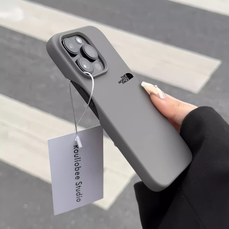 北面简约半包肤感高级适用iphone15pro纯色手机壳13马卡龙14苹果12Max散热16防摔11小红书爆款同款x/xr保护套