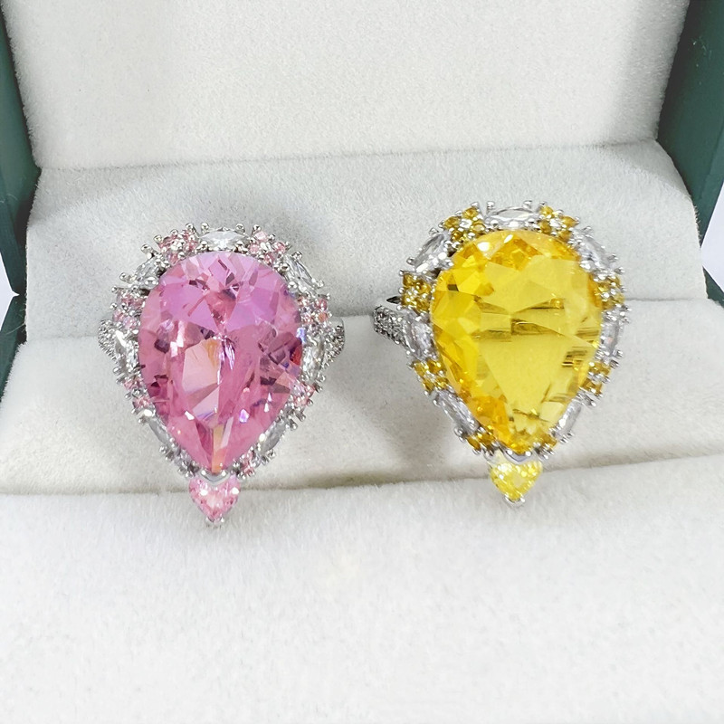 儿童开口戒指女气质微镶钻石小天鹅爱心水滴戒子开口可调小孩戒指