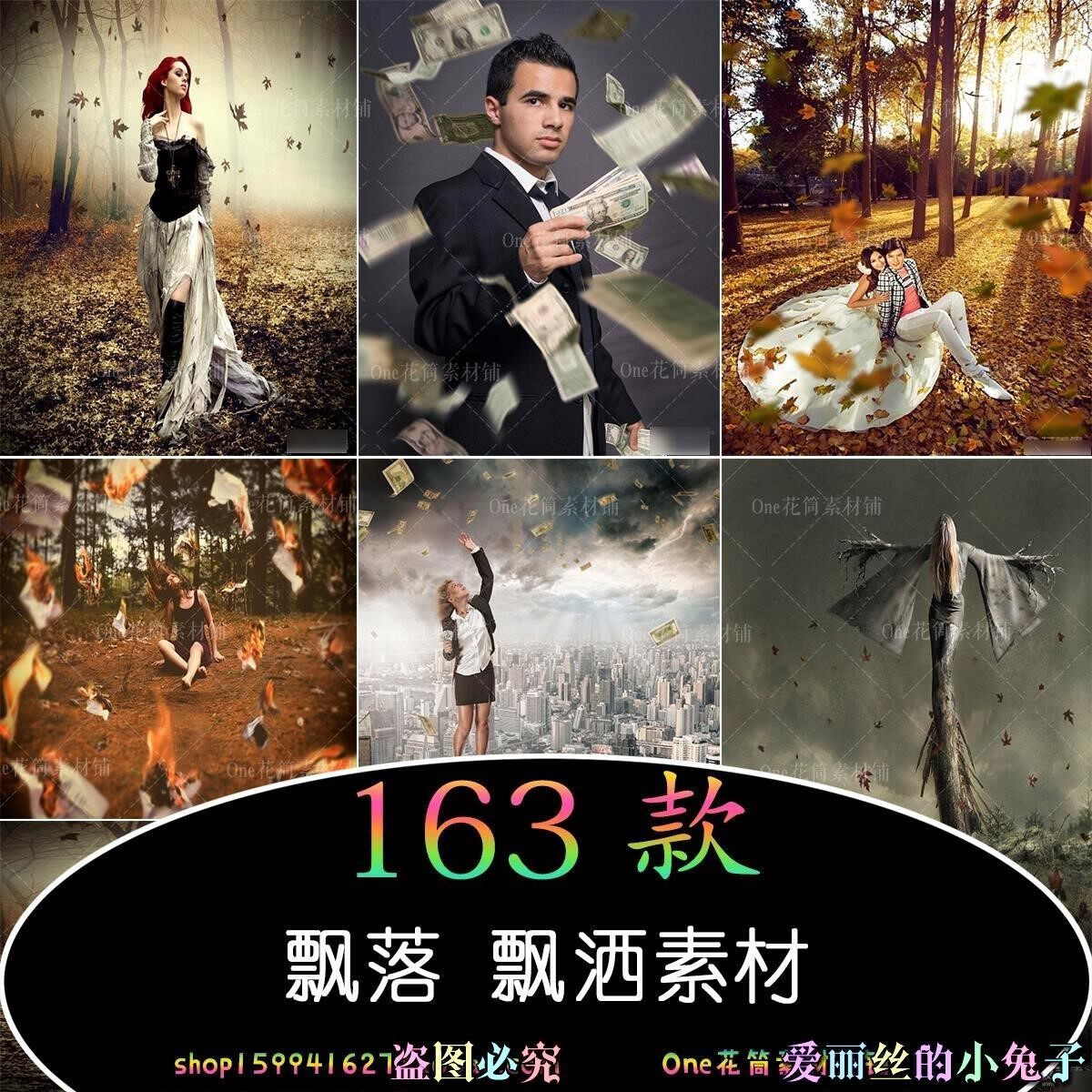 飞溅飘洒飘散落树叶钞票花瓣纸张psd/png/jpg影楼后期ps合成素材