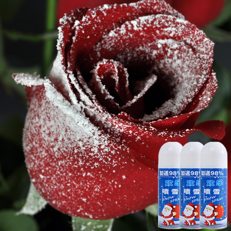 圣诞喷雪假雪道具玻璃喷雪花玫瑰花粗雪喷雪花白色喷雪花鲜花喷漆