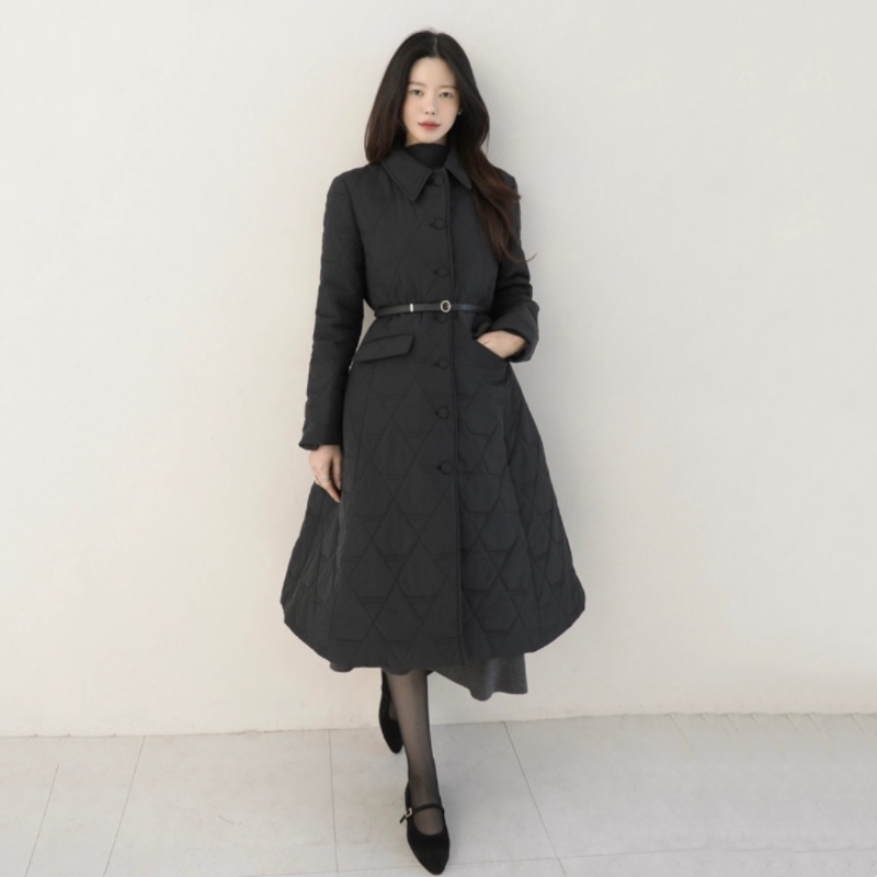 冬季时尚韩式棉服外套a字版女arima正品韩国代购收腰显瘦黑色大衣